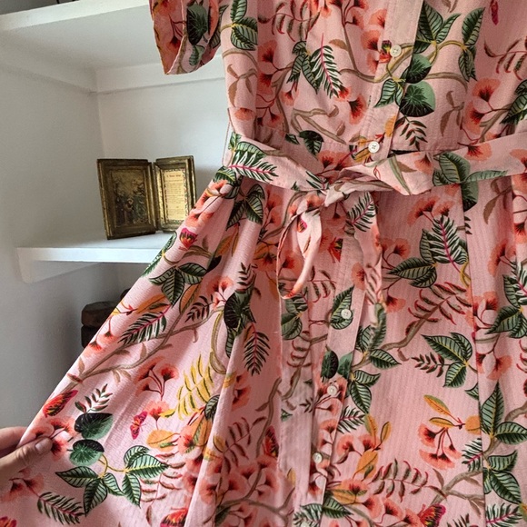 LOFT Leaf Dobby Striped Sugar Peach Shirtdress SZ 8 - Picture 4 of 8